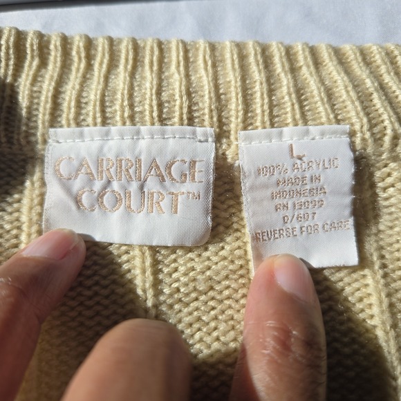 Vintage Carriage Court Cardigan Beige Women's Large Cottage Core Academia - Picture 5 of 7